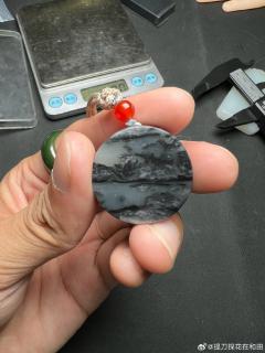 62【和田玉】青花吊坠